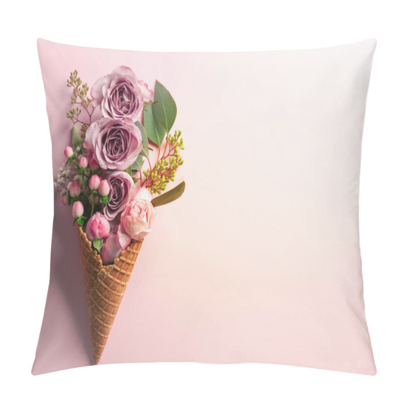 Personality  Waffle Cone With Composition Of Flowers Pillow Covers