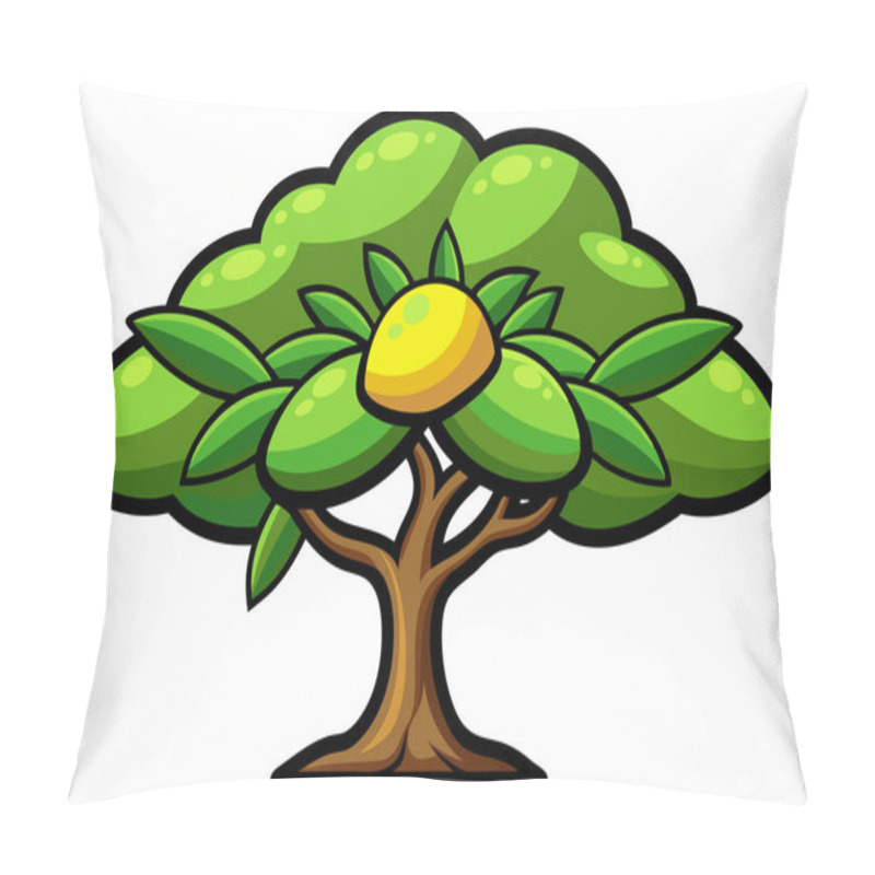 Personality  Cartoon Illustration Of A Mango Tree With Ripe Fruit. Pillow Covers