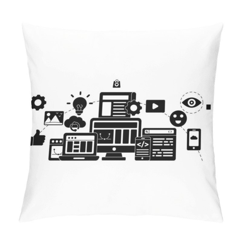 Personality  Editable Design Illustration Of Mobile Coding Pillow Covers