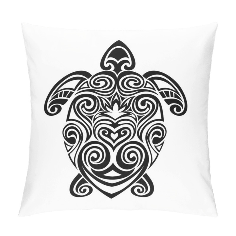 Personality  Turtle In Maori Tattoo Style. Vector Illustrations Pillow Covers