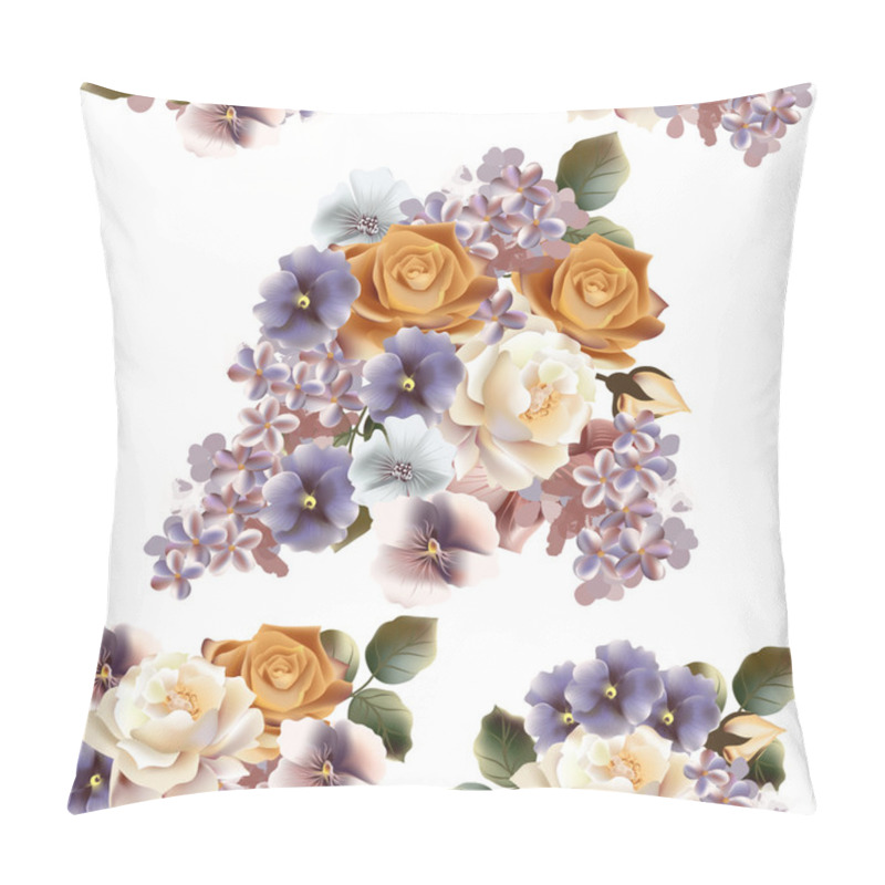 Personality  Floral Seamless Pattern With Roses, Lilac And Violets Pillow Covers