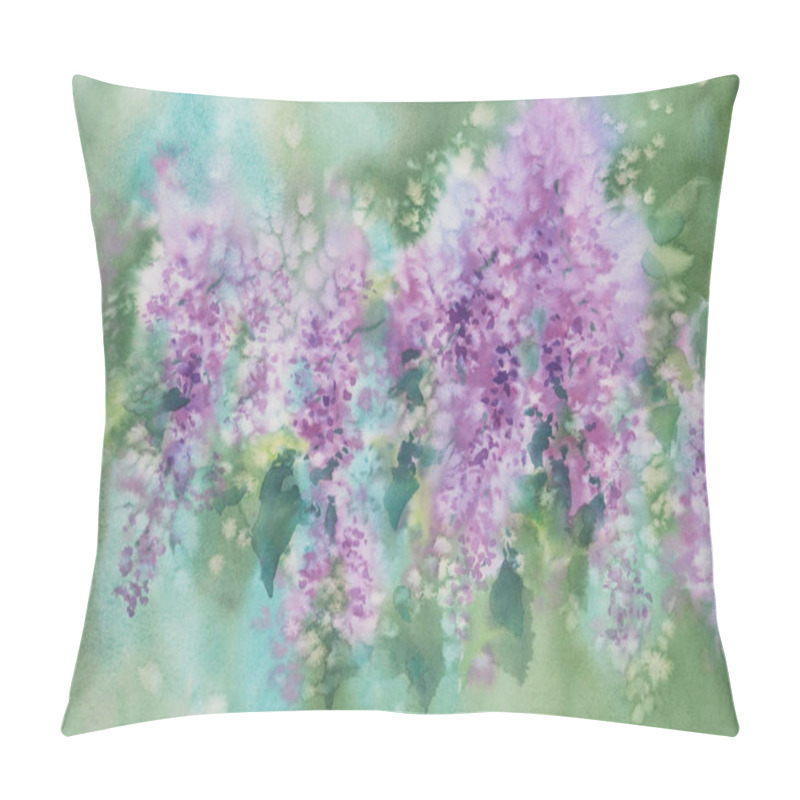 Personality  Violet Lilac Flower Branches With Leaves Watercolour Background. Spring Bloom Pillow Covers