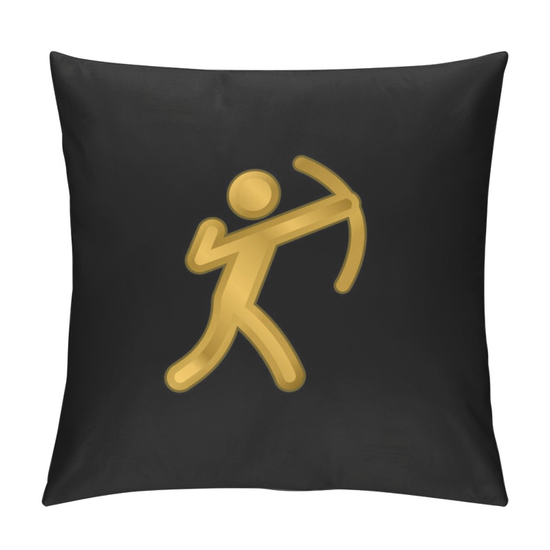 Personality  Archery Gold Plated Metalic Icon Or Logo Vector Pillow Covers