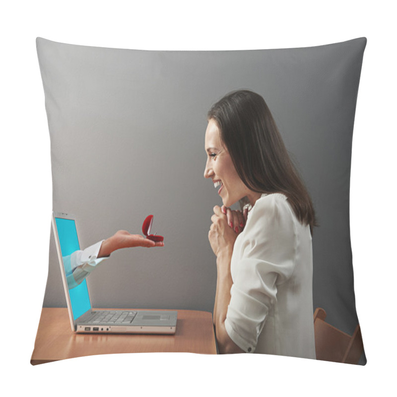 Personality  Woman Looking At Ring Pillow Covers