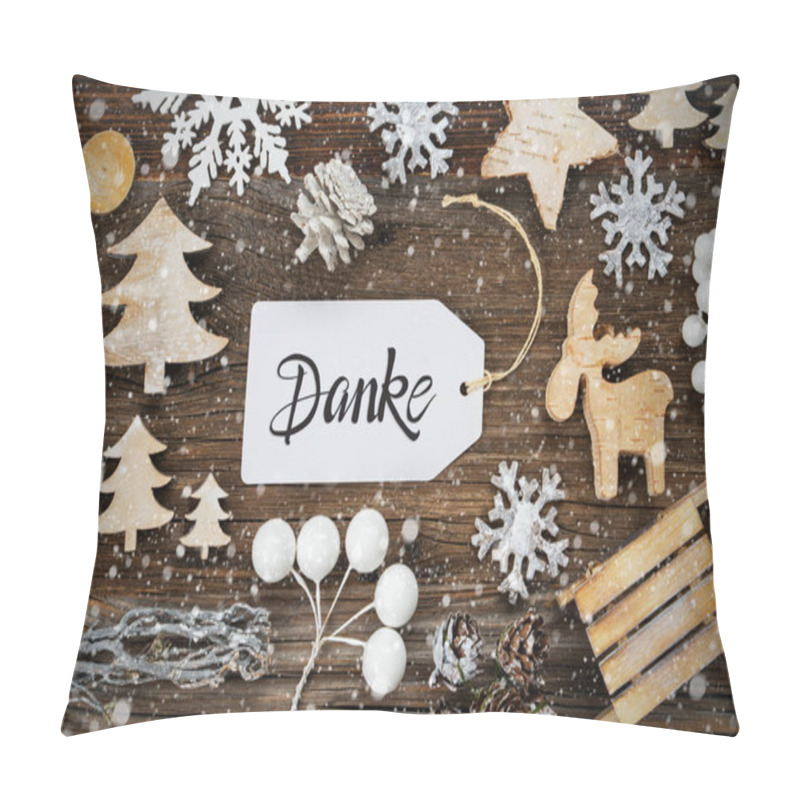 Personality  Label, Frame Of Christmas Decoration, Danke Means Thank You, Snowflakes Pillow Covers