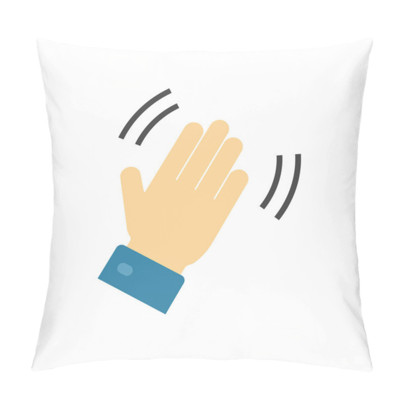 Personality  Hello And Hi Hand Icon Or Bye Waving Gesture Palm Symbol For Emoji Or Emoticon Vector Flat Cartoon Pictogram, Illustration Of Goodbye Or Welcome Hey Web Icon For Chat Isolated Modern Design Image Pillow Covers