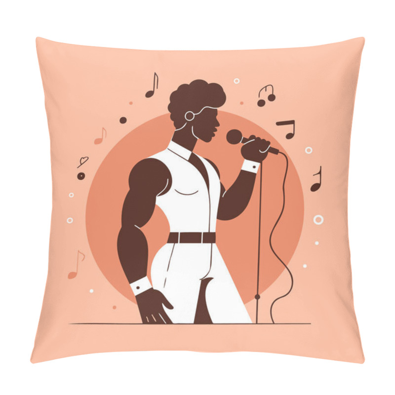 Personality  Retro Style Black Singer Performance Illustration Simple Minimalist Art Design Pillow Covers