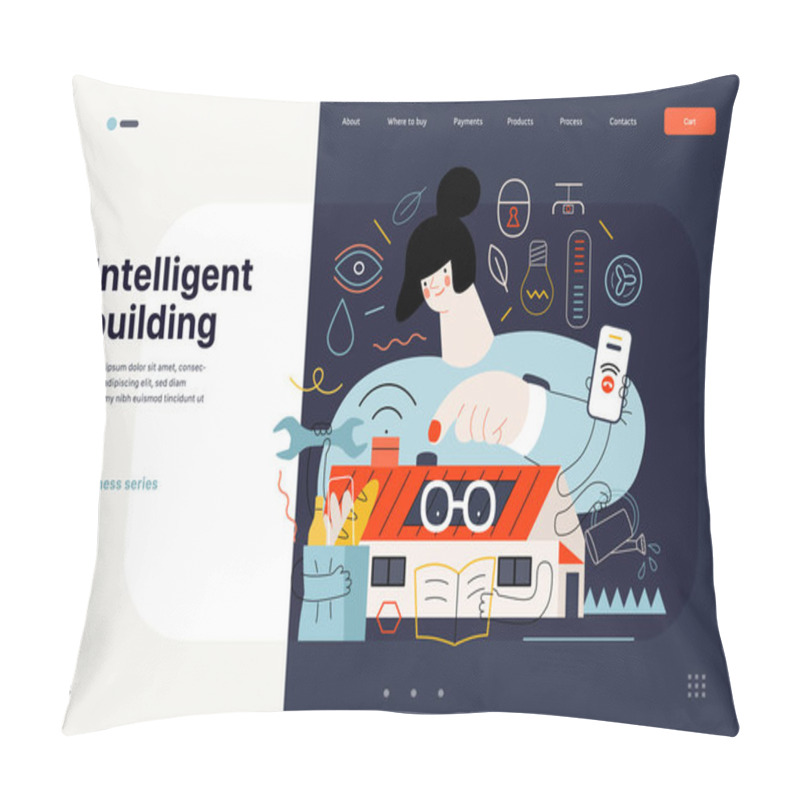 Personality  Technology Memphis Illustration. Creative Landing Web Page Template Pillow Covers