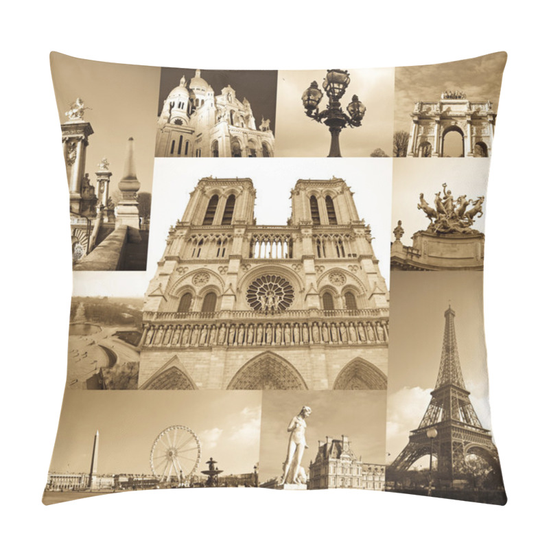 Personality  Paris Collage Of The Most Famous Monuments And Landmarks Pillow Covers