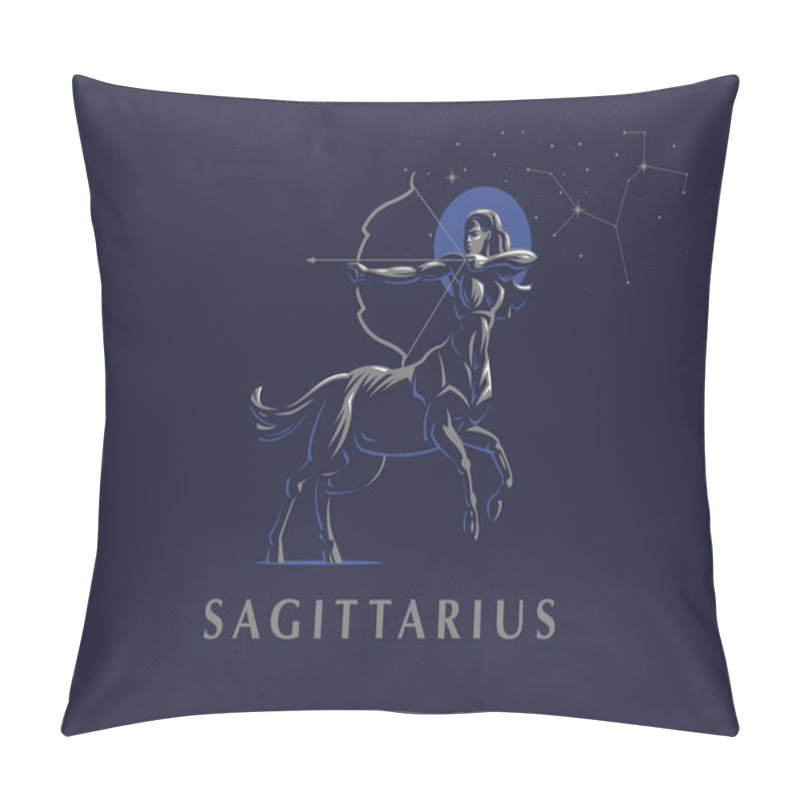 Personality  Sign Of The Zodiac Sagittarius. The Constellation Of Sagittarius. Vector Illustration. Pillow Covers