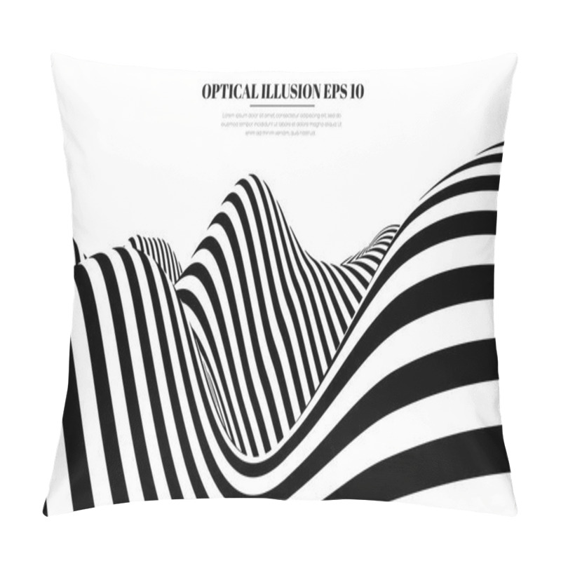 Personality  Optical Illusion Lines Background. Abstract 3d Black And White Illusions. Conceptual Design Of Optical Illusion Vector. EPS 10 Vector Illustration Pillow Covers