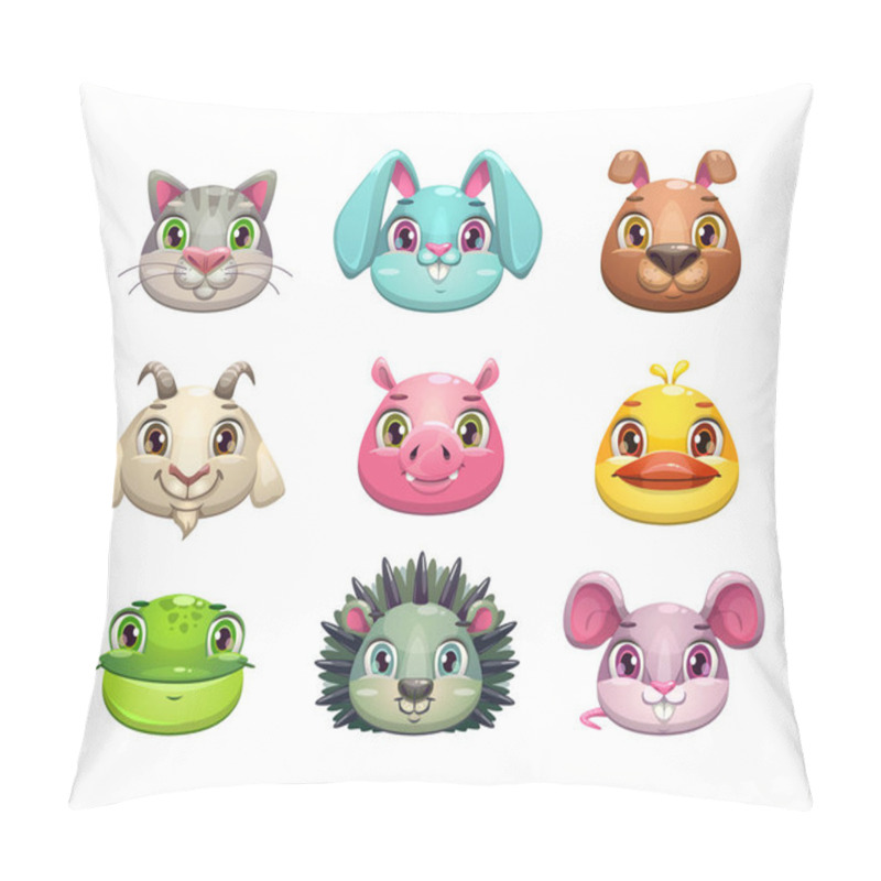 Personality  Cute Cartoon Animal Face Icons Set Pillow Covers