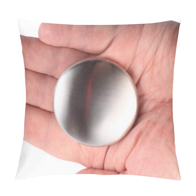 Personality  Hand With Stainless Steel Soap Isolated On White Background  Pillow Covers