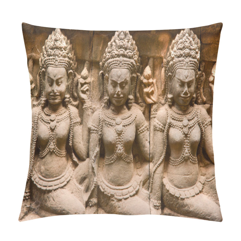 Personality  Apsara, Angkor Thom. Cambodia. Pillow Covers