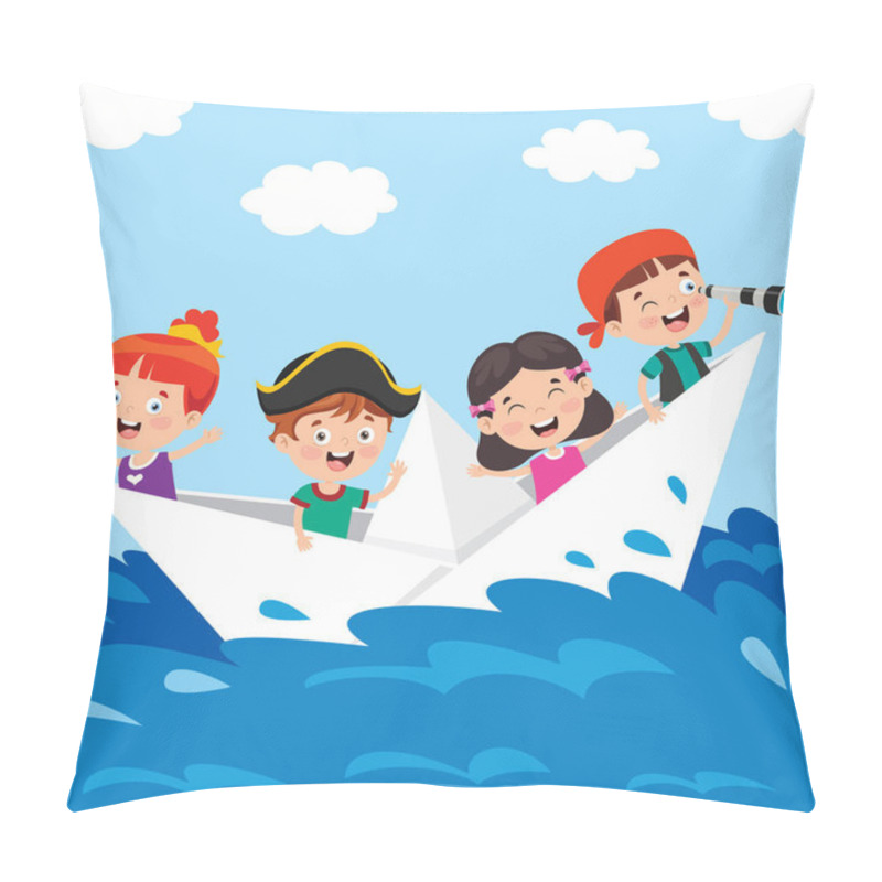 Personality  Cute Little Children On Boat Pillow Covers