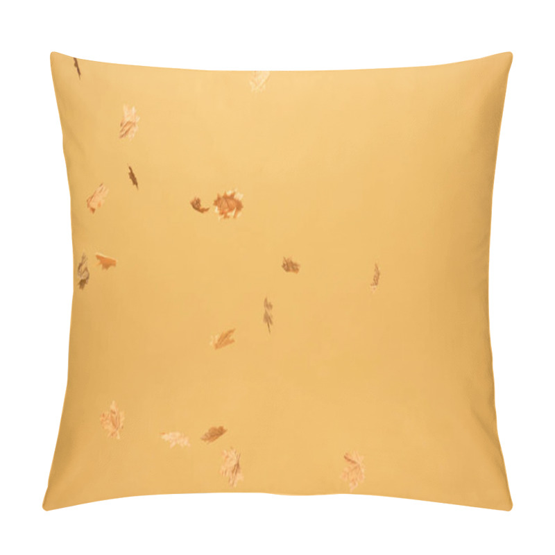 Personality  Golden Maple Leaves Falling Down Isolated On Yellow Pillow Covers