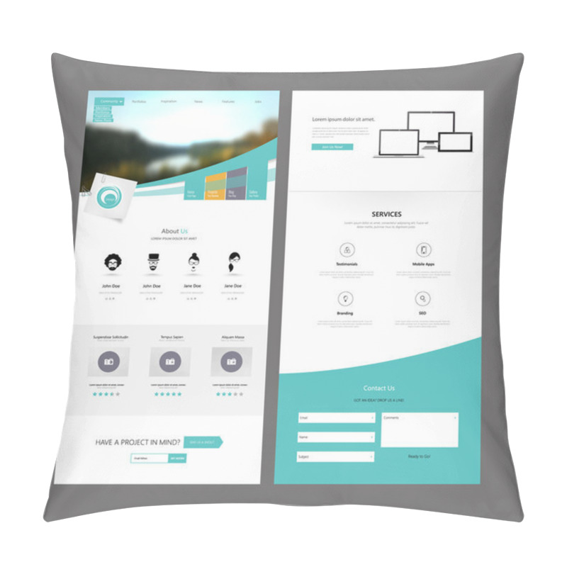 Personality  Business Modern Clean One Page Website Design Template. Vector Design Pillow Covers