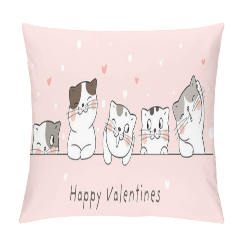 Personality  Banner Cat With Little Heart For Valentine's Day/Draw Banner Cat With Little Heart For Valentine's Day Pillow Covers