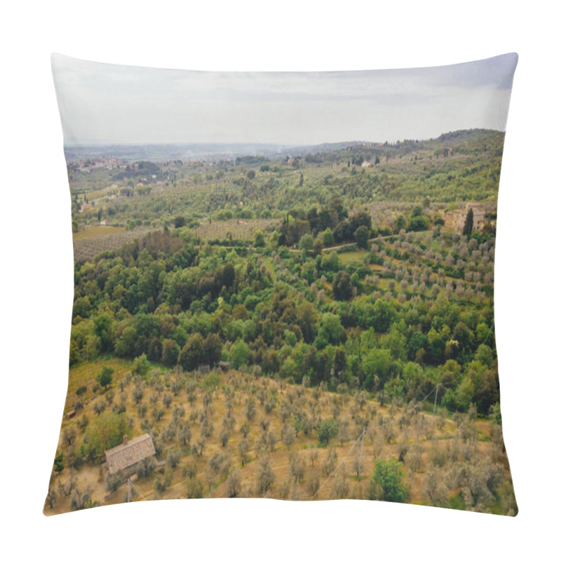 Personality  Aerial View Of House And Fields Near In Arezzo Province, Italy Pillow Covers