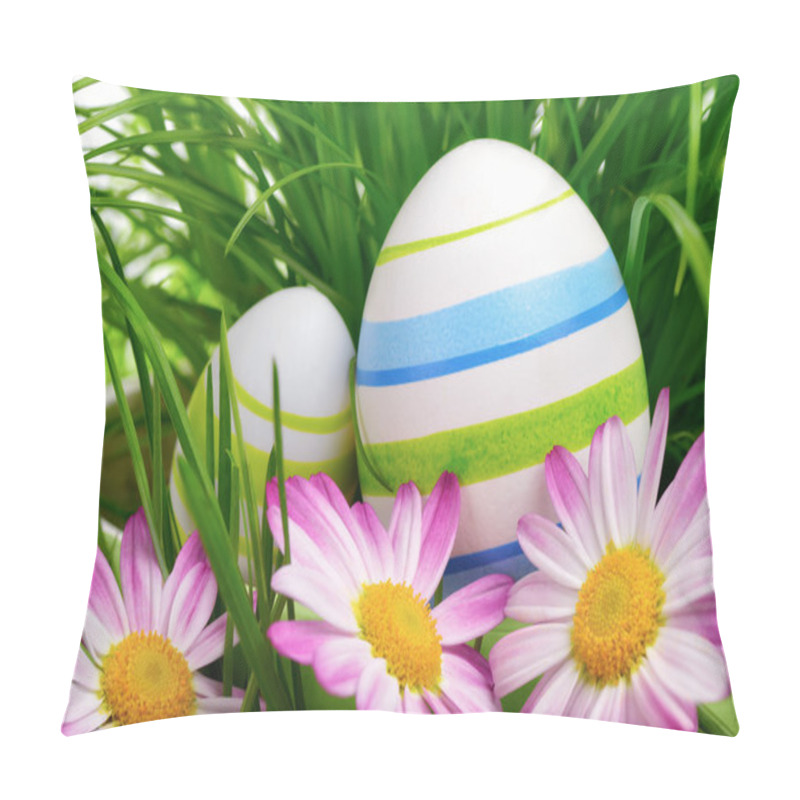 Personality  Easter Eggs, Flowers And Grass Pillow Covers