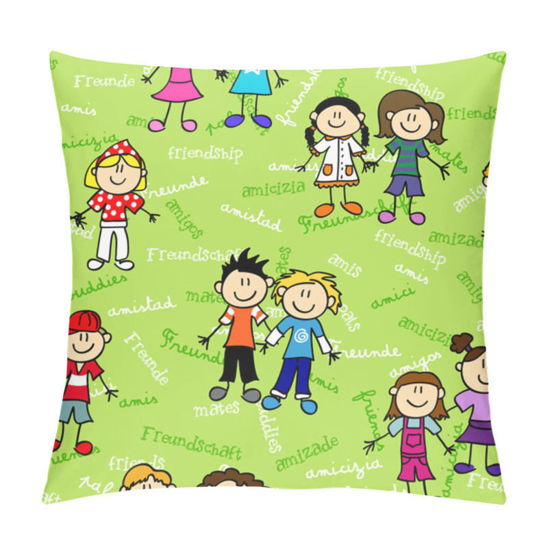 Personality  Seamless Kids Friendship Pattern Pillow Covers