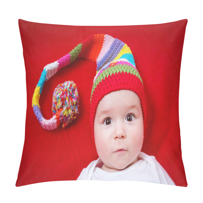 Personality  Baby In Red And White Hat Pillow Covers