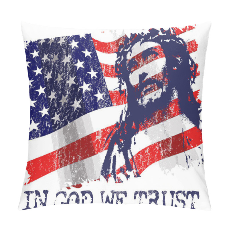 Personality  Jesus Christ On American Flag Background Pillow Covers