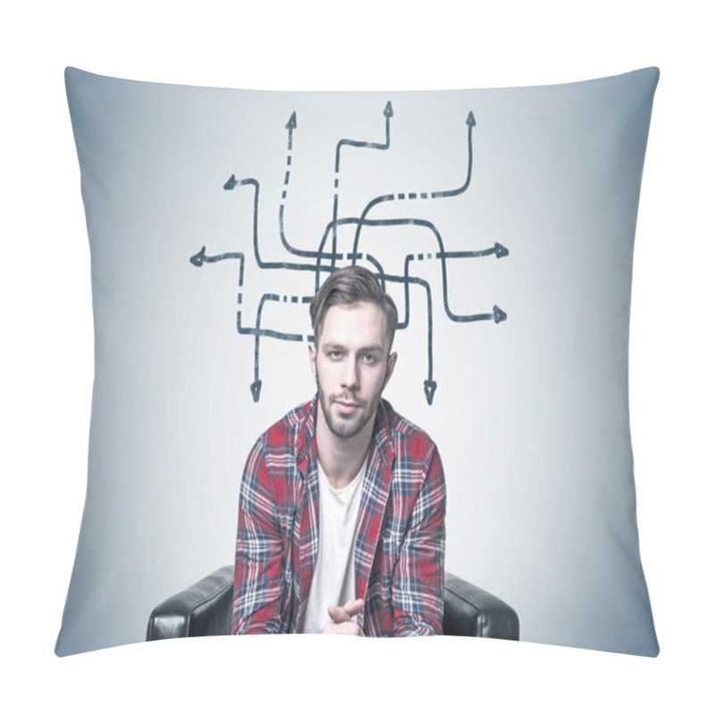 Personality  Bearded Man In Armchair, Arrow Maze Pillow Covers