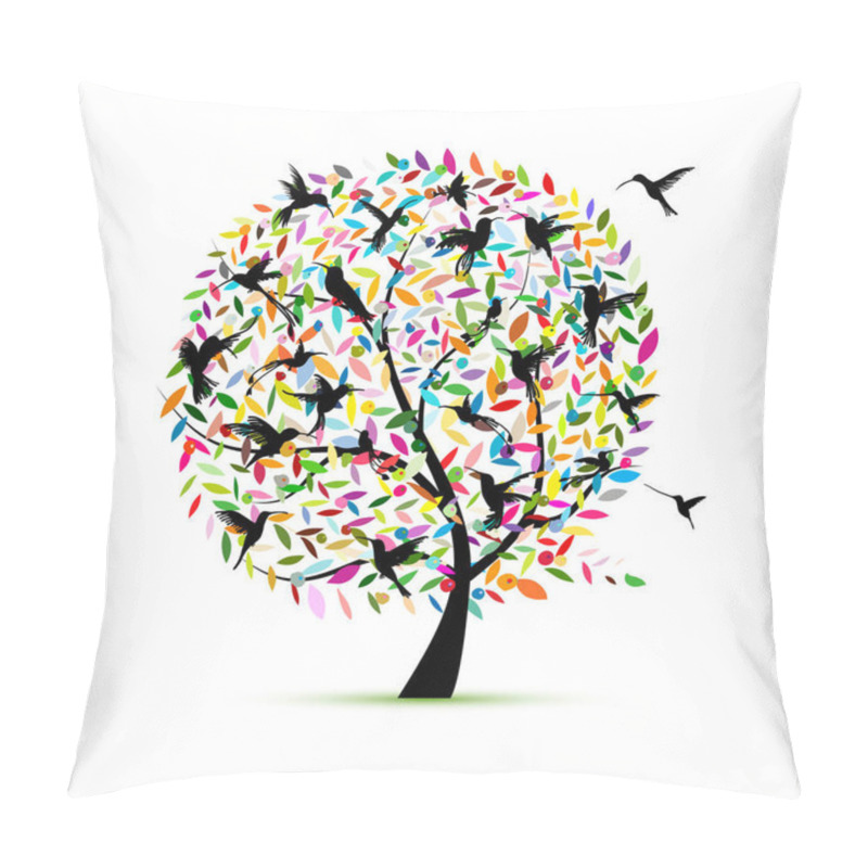 Personality  Hummingbird Tree, Sketch For Your Design Pillow Covers