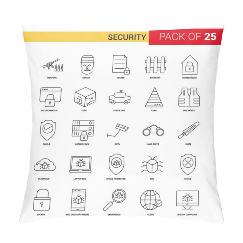 Personality  Security Black Line Icon - 25 Business Outline Icon Set Pillow Covers