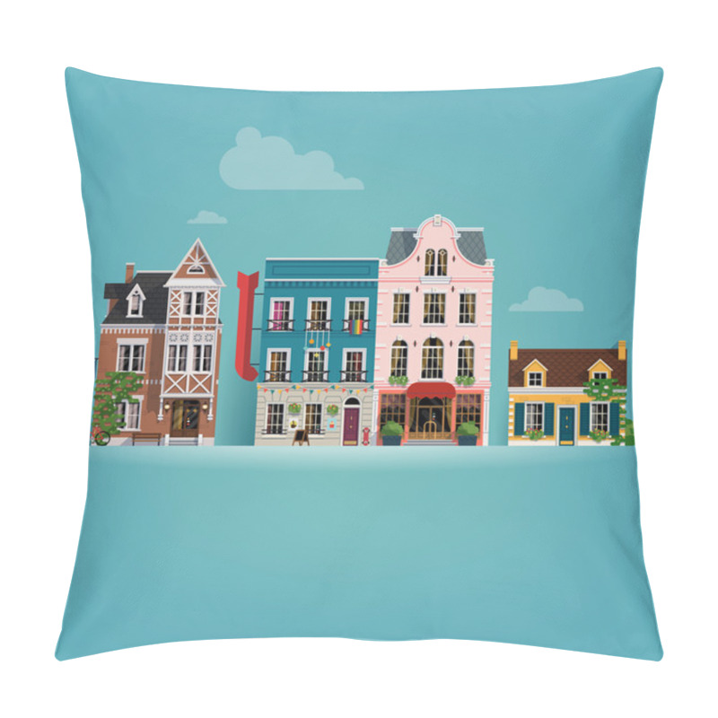 Personality  Small European Town Buildings Pillow Covers