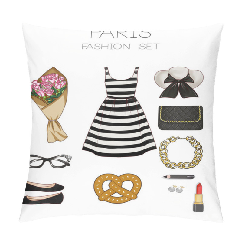 Personality  Fashion Set Of Woman's Clothes And Accessories Pillow Covers