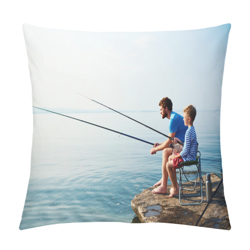 Personality  Young Man And Boy Fishing Together  Pillow Covers