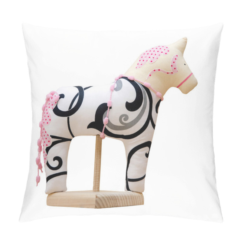 Personality  Hand Made Soft Toy Horse Isolated On White With Pink On The Stan Pillow Covers