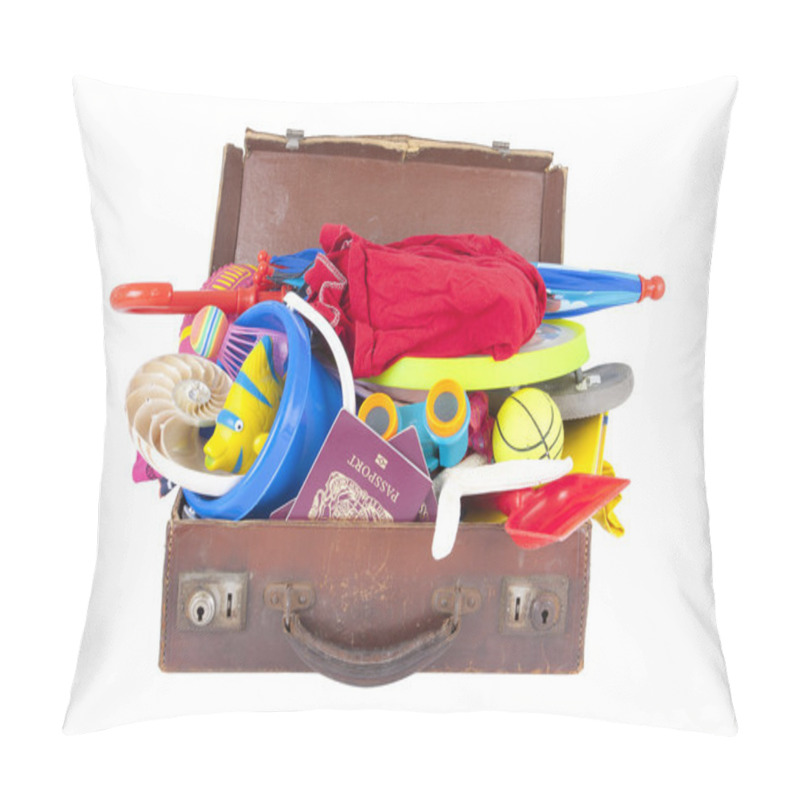 Personality  Open Suitcase Full Of Summer Vacation Or Holiday Things Pillow Covers