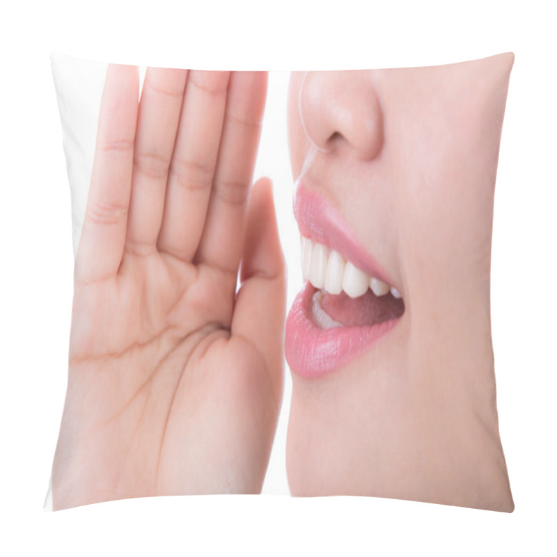 Personality  Yelling Woman Mouth Close Up Isolated On White Background Pillow Covers