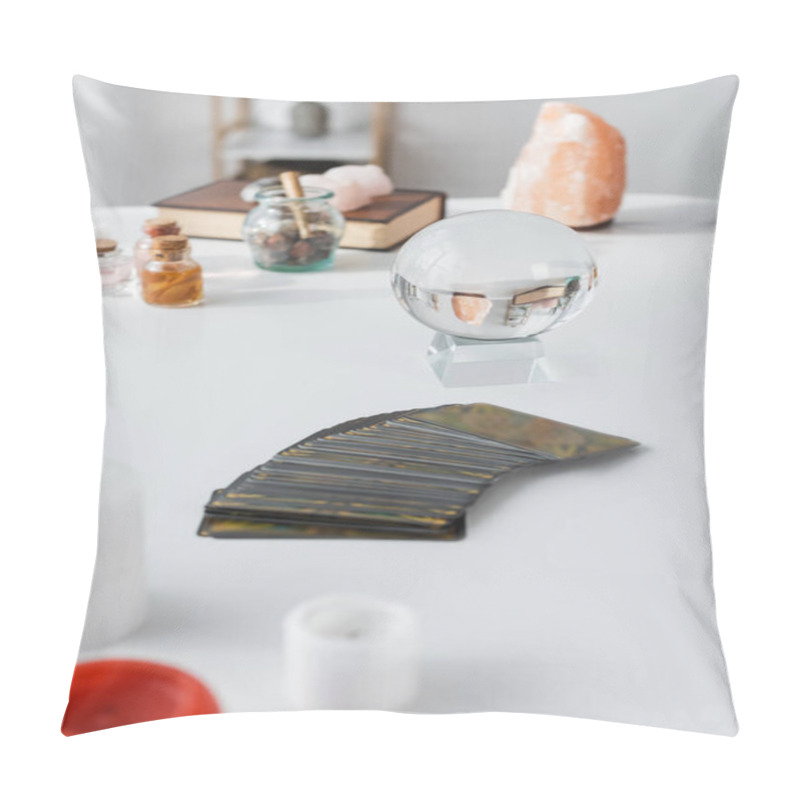 Personality  Tarot Candles And Magic Orb On Table  Pillow Covers