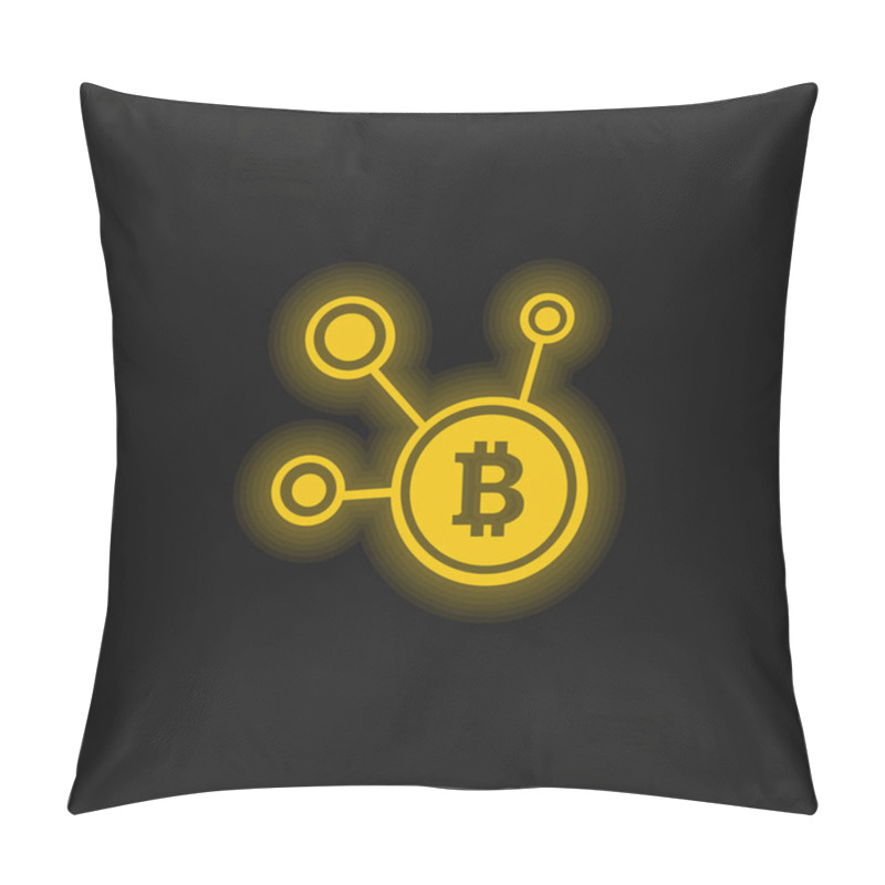 Personality  Bitcoin Network Symbol Yellow Glowing Neon Icon Pillow Covers