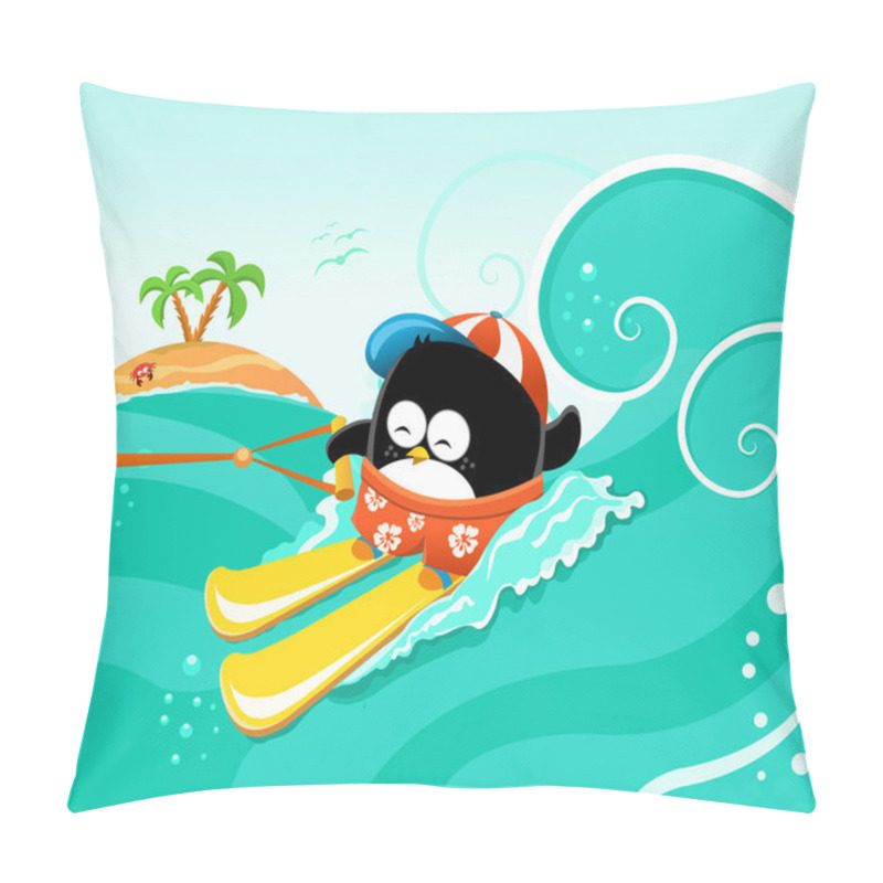 Personality  Waterskiing Penguin Pillow Covers