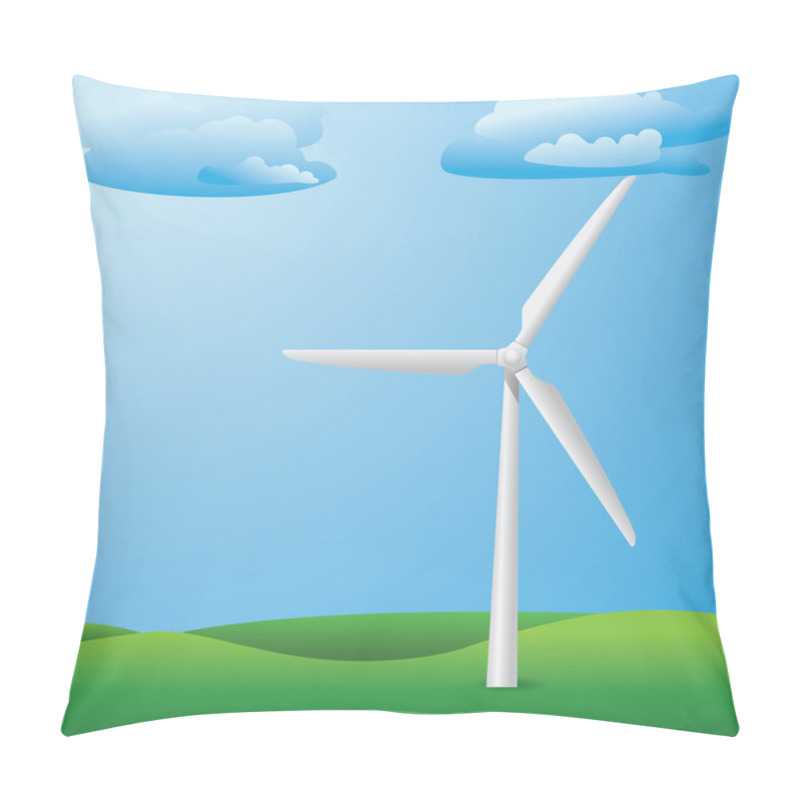 Personality  Wind Turbine On Grass Field Pillow Covers