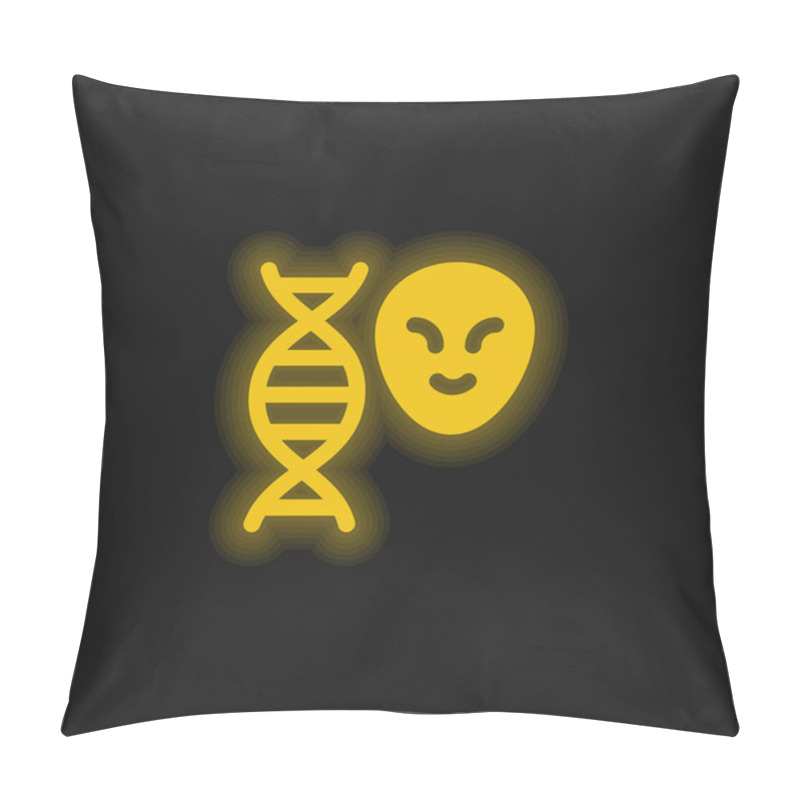 Personality  Alien Yellow Glowing Neon Icon Pillow Covers