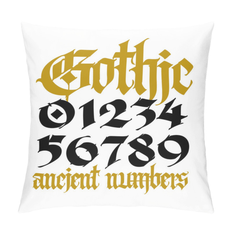 Personality  Gothic Old Figures. Vector. Beautiful And Stylish Calligraphy. Trendy Medieval Font, Signs For Tattoo. Ancient European Style. Design For Fabric And Packaging. All Signs Are Kept Separately. Pillow Covers