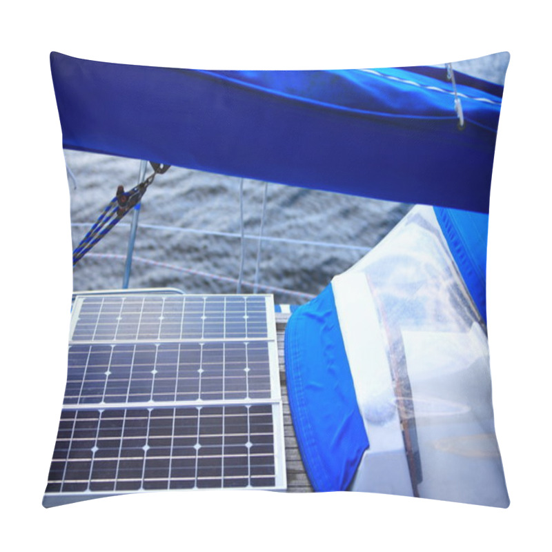 Personality  Solar Panels In Sailboat. Renewable Eco Energy Pillow Covers