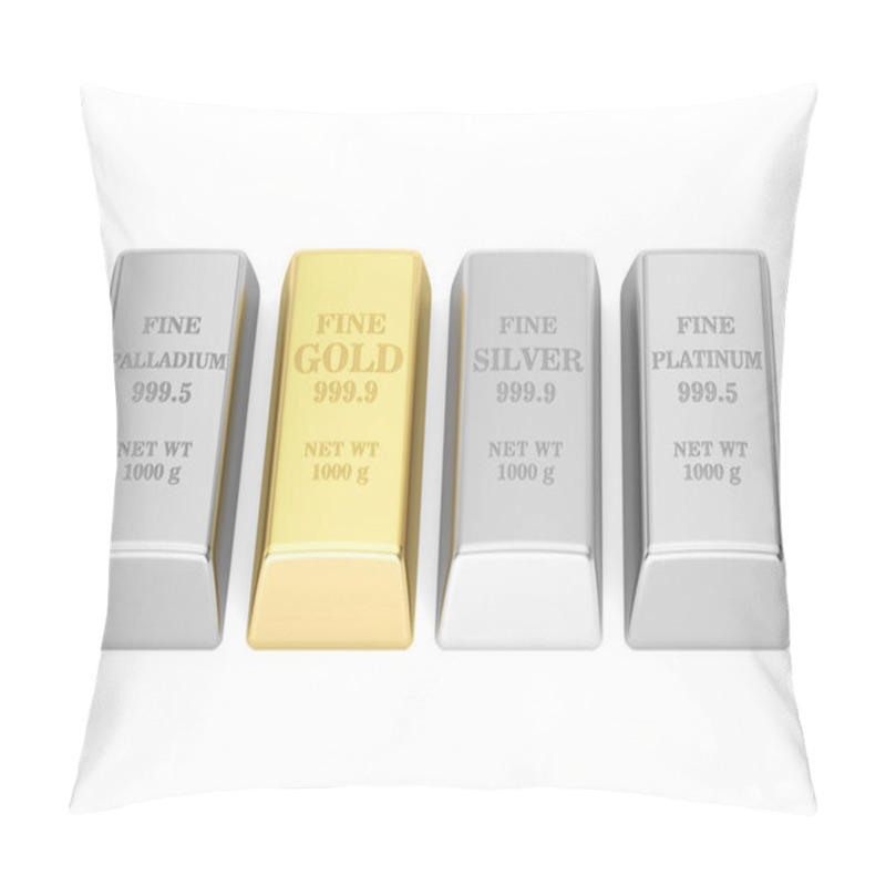 Personality  Set Of Monetary Metals Ingots, 3D Rendering Pillow Covers