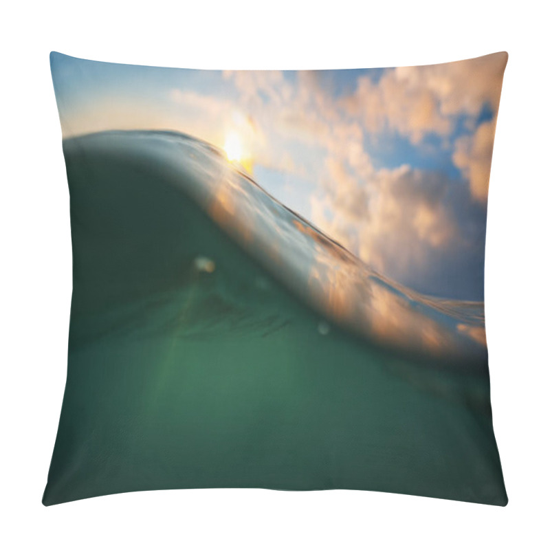 Personality  Sea Wave Close Up, Low Angle View, Sunrsie Shot. Pillow Covers