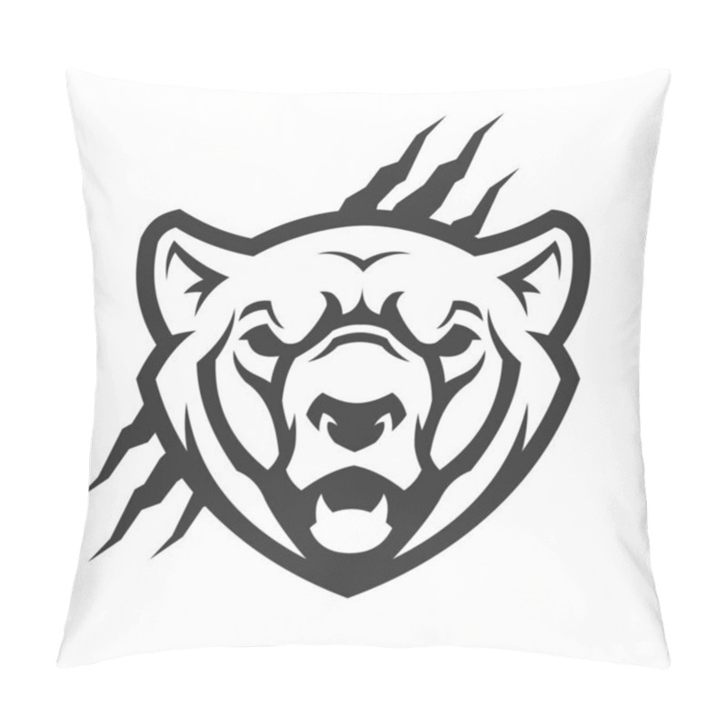 Personality  Bear Head Outline Silhouette. Bear Vector Icon Pillow Covers