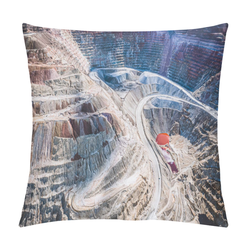 Personality  Aerial View Of Santa Rita Strip Copper Mine Near Silver City, NM Pillow Covers