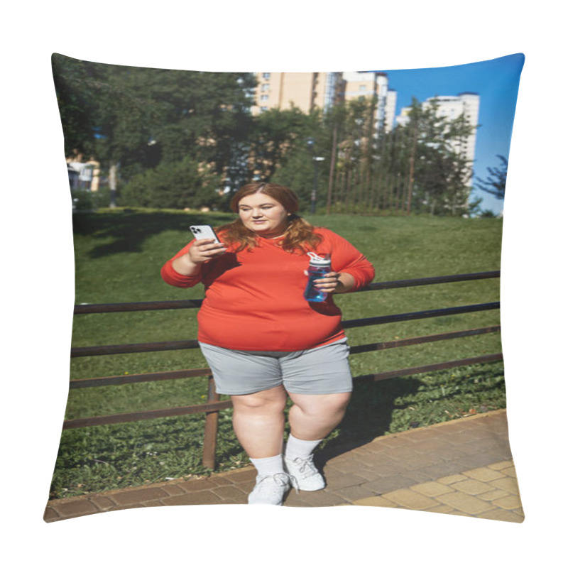 Personality  Engaging In Exercise While Capturing A Joyful Moment Outdoors. Pillow Covers