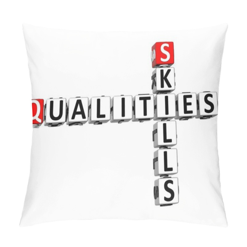 Personality  3D Crossword Qualities Skills On White Background Pillow Covers