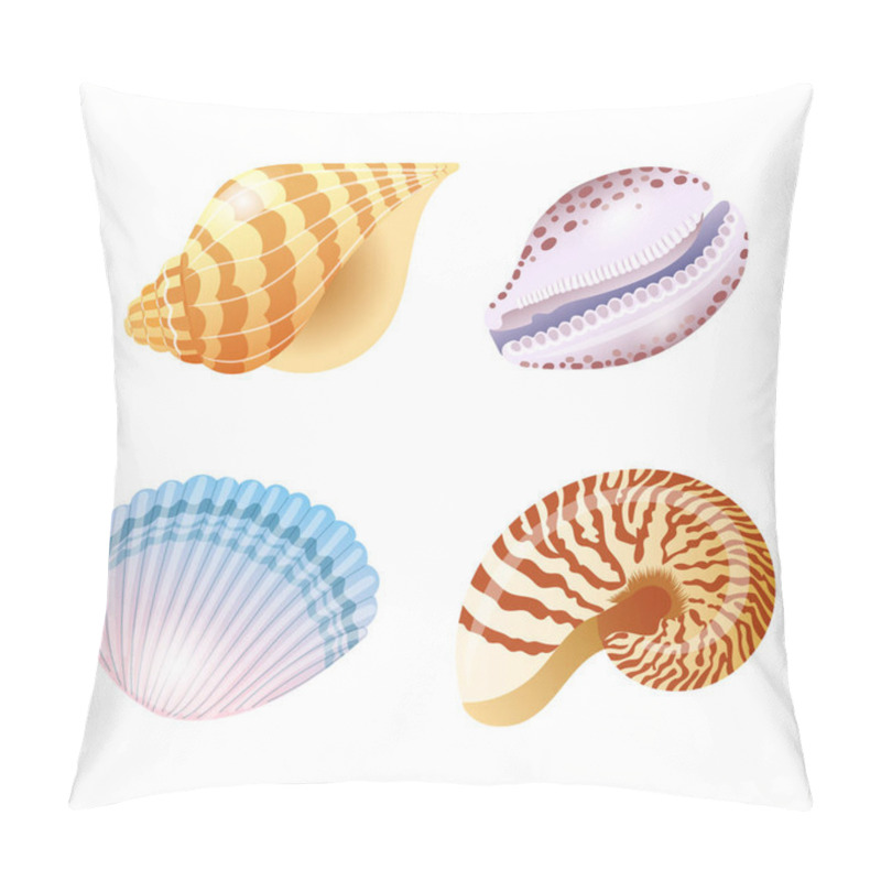 Personality  Set Of Vector Illustrations Of Seashells Of Different Shapes And Kinds In Cartoon Style. Vector Illustration Pillow Covers